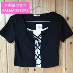 ☆新品です☆　PALEMOSTORE　クロップドリブトップス　ショート丈Tシャツ