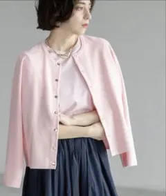 オペークドットクリップ　スナップボタンショートニットカーディガン