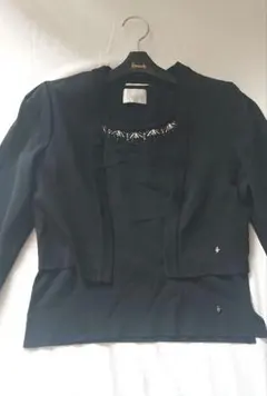 【Harrods】ビーズ装飾付きブラック　半袖＆カーディガン　アンサンブル