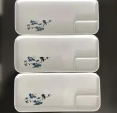 ♡和柄 長角皿 刺身皿　3枚セット 薬味スペース付き