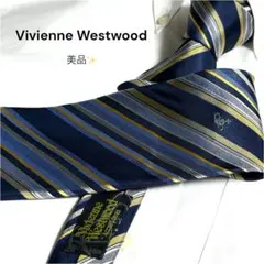 Vivienne Westwood ネクタイ ネイビー ストライプ オーブ柄