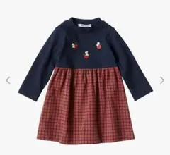 ファミリア　赤 チェック柄 ワンピース