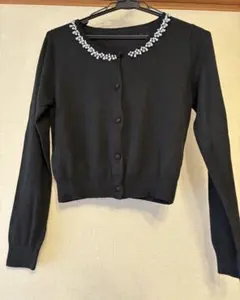 【週末お値下げ】ビジュー付きブラックカーディガン