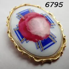RU-6795 薔薇モチーフ ブローチ 陶器風