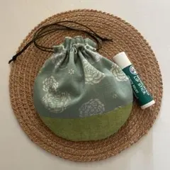 まんまる巾着◉和柄グリーン