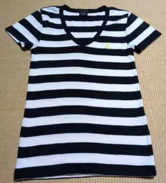 【美品】Ralph Lauren ストライプ Vネック Tシャツ Mのサムネイル