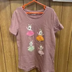 バレリーナイラスト ピンク Tシャツ 半袖