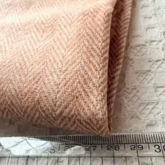 ヘリンボーン 生地 ウール素材秋冬シャーベットオレンジ系 ハンドメイド素材端切れ