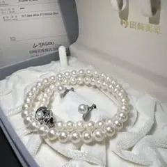 タサキ✨パールネックレス 約40cm 約7.0-7.4mm イヤリング SV 箱