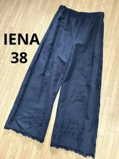 IENA コットンリネンカットワークレースイージーパンツ ネイビー 38のサムネイル