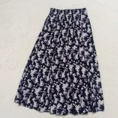 美品 ミッシェルクラン 花柄ロングスカート 38 M ウエストゴム 上品のサムネイル