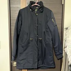 H&M ネイビー ロングコート スタンドカラー　ダウン　コート