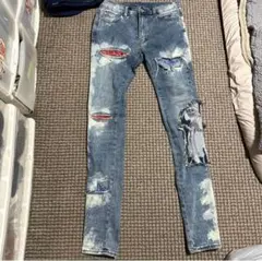 希少】mnml スキニーデニム W30 グラフィックプリント ストレッチ 細身