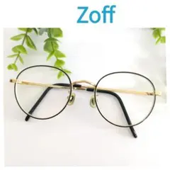 Zoff ゾフ メガネ 眼鏡 ラウンド 丸メガネ ブラック ゴールド 軽量