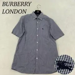 d*2様 I628 美品 M バーバリーロンドン シャツ ネイビー メンズ