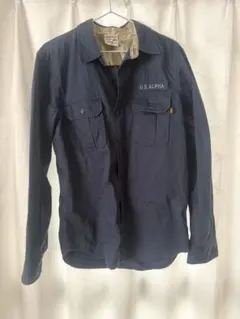ALPHA INDUSTRIES 長袖シャツ ネイビー Lサイズのサムネイル