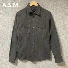 A.S.Mダークグレー デニムシャツ 長袖のサムネイル