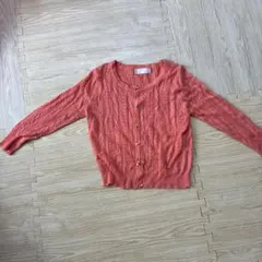 オレンジ アクリル カーディガン Mサイズ