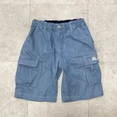 【XLARGE KIDS】デニムカーゴハーフパンツ ウエストゴム 130