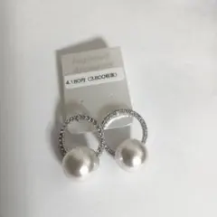 パールとクリスタルのフープピアス