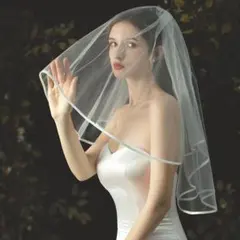 ベール ショート丈 ホワイト ウエディング ドレス コームくし付き 白　撮影