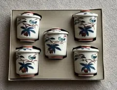 九谷焼 陶寿 蓋付湯呑 5客セット 茶碗蒸し　工芸品　美術品のサムネイル