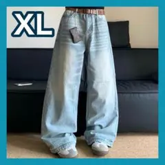 XL ワイドデニム バギーデニム ブルー ワイドシルエット 激太 ストリート