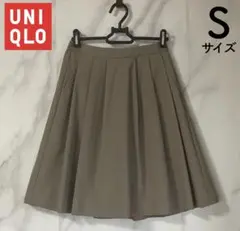 【ユニクロ】きれいめ フレアスカート S カーキ ウエストゴム ポケット付