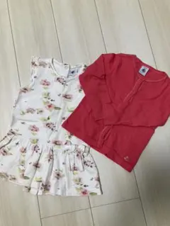 プチバトー　ワンピース　カーディガンセット　24m