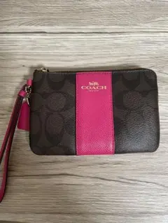 COACH ロゴ入りポーチ ピンク