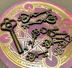 ハンドメイド　メタルチャームパーツ（アンティークキーセット）