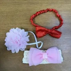 ベビー　赤ちゃん　リボン　お花　ヘアバンド　3点セット♡