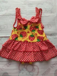 80.いちご柄フリル付き水着