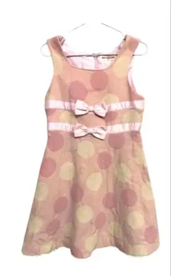 メゾピアノのピンクのドット柄ジャンパースカート　サイズ130