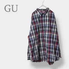 【GU ジーユー】オーバーサイズシャツ　長袖　チェック柄　ユニセックス　XL