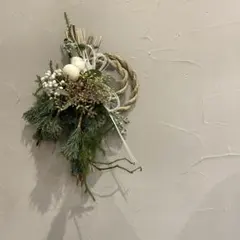 コットンと赤い実のクリスマススワッグガーランド ローゼル 野バラの実