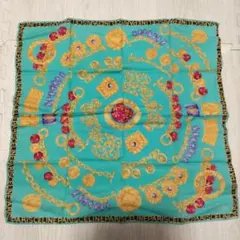 お値下げ CELINE チェーンデザインがエレガントなハンカチ(グリーン)