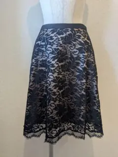 リナシメントブラック花柄レースフレアスカート