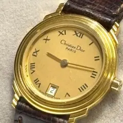 稼動】 ディオール 腕時計 48.122.2 QZ ゴールドベゼル ローマン
