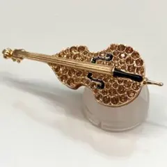 バイオリン型ブローチ スワロフスキー装飾