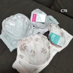 (802)C70 花柄刺繍ブラジャー２枚セット