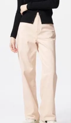 UNIQLO/ユニクロ/ユニクロ　ワイドストレートジーンズピンク/25インチ