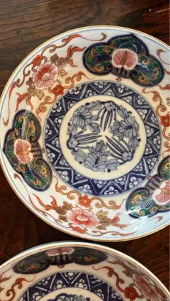 古伊万里 小皿 2枚 金彩 鶴 花文様 冨貴長春 極上品 古伊万里 小皿 2枚 金彩 鶴 花文様 冨貴長春 極上品
