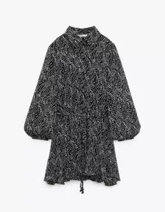 ZARA セミシースルーラインストーンシャツ　ワンピース