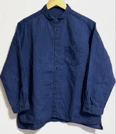 オーバーシルエットサイズ！BONCOURA バンドカラーインディゴドット 
