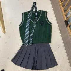 ハリーポッター　スリザリン　制服風 ベスト ネクタイ スカート 3点セット