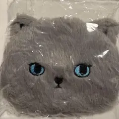 ケオラケオラ もこもこフェイスポーチ ポーチ　グレー ネコ ねこ　ガチャガチャ