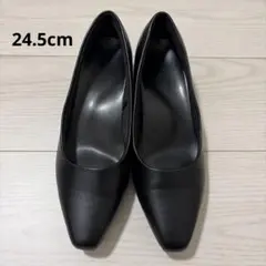 【美品】GUマシュマロローヒールパンプス(ヒール2.3cm) 24.5 ブラックのサムネイル
