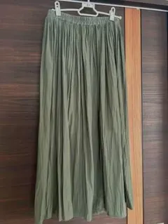 カーキ フレアロングスカート【Hudson honey】