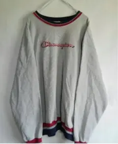 レア 90sチャンピオン 刺繍 デカロゴ リブライン スウェット